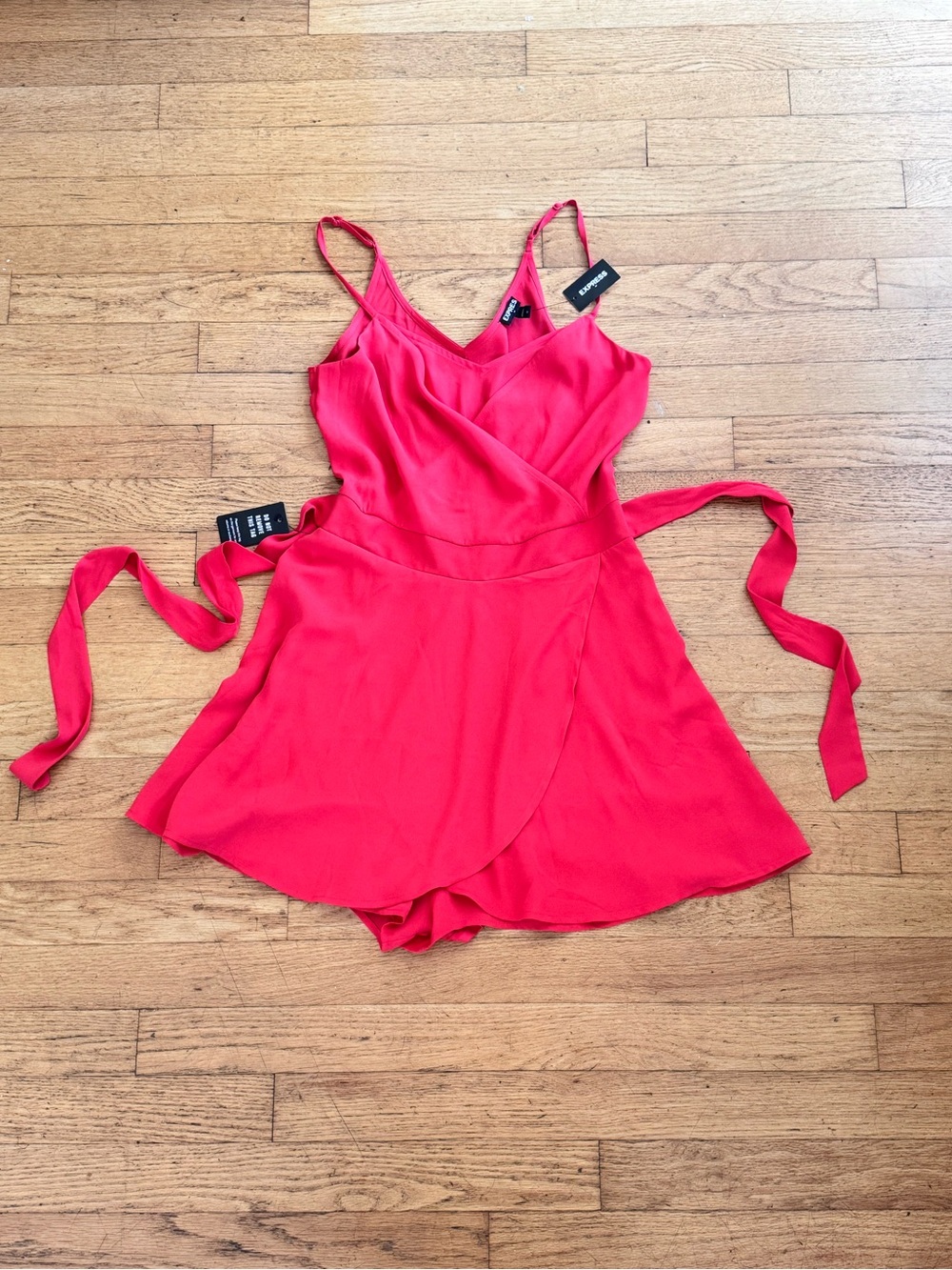 Express Hot Pink Wrap-Style Cami Romper